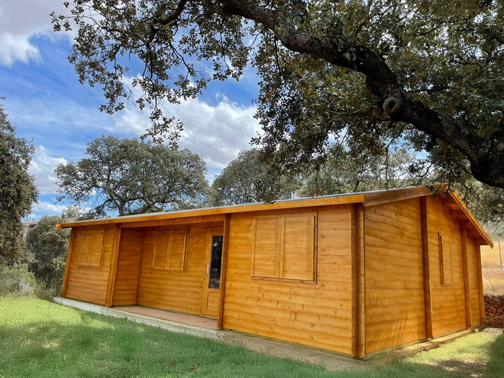 Log house with shutters