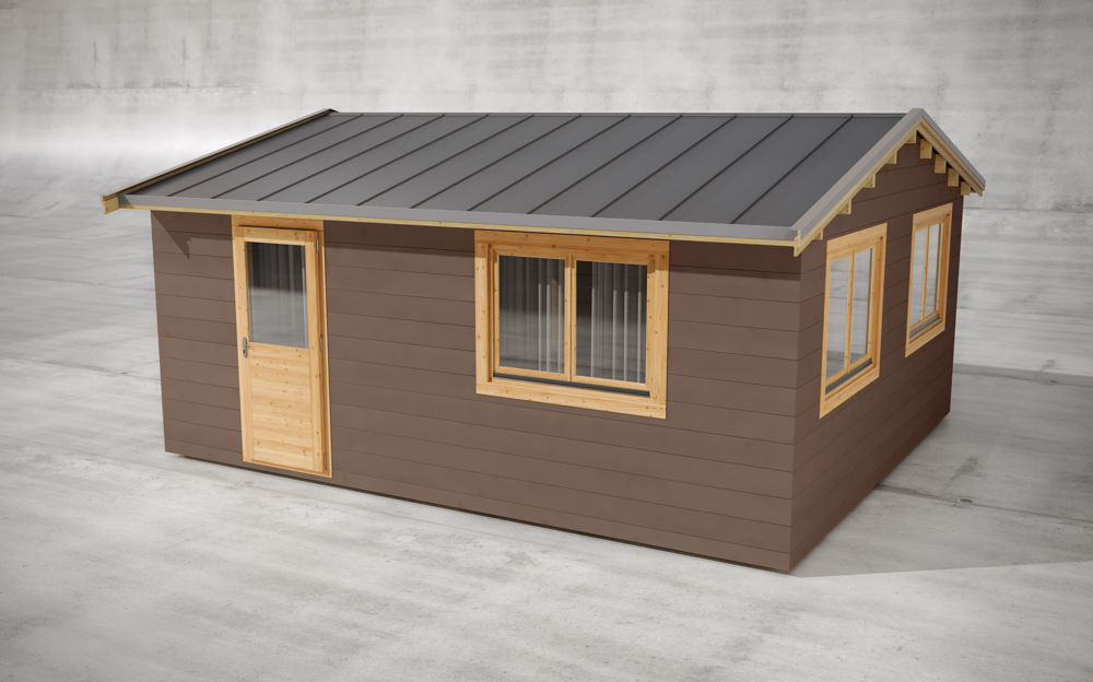 Horizontal cladding system - cedral wallnut brown for log cabin house.