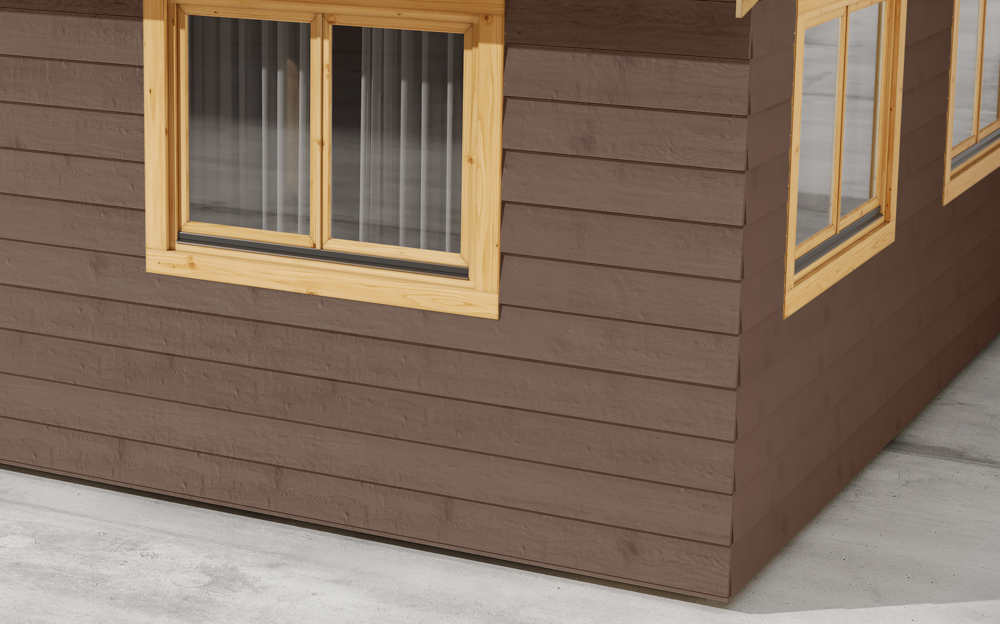 Horizontal cladding system - cedral wallnut brown for log cabin house