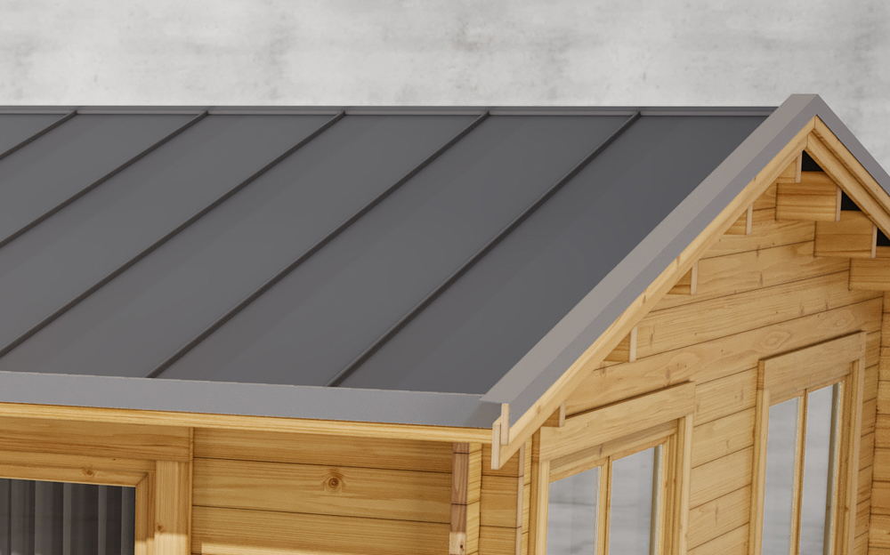 Grey steel roof covering