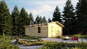 River Rock wooden garage. NIDA LOG HOUSES