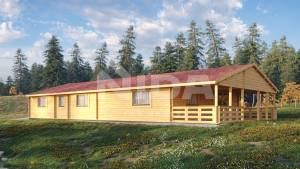 Bamboo bungalow residential log house. NIDA LOG HOUSES