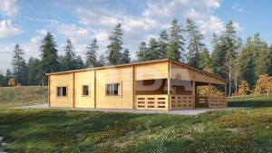 Lunar Cabin residential log home. NIDA LOG HOUSES