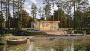 Meadow Mansion garden room. NIDA LOG HOUSES