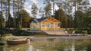 Flameflower Flat log house. NIDA LOG HOUSES