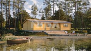 Forest Daybreak residential log home. NIDA LOG HOUSES