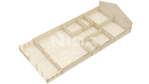 Bamboo bungalow residential log house. NIDA LOG HOUSES