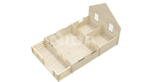 Lavender loft log house. NIDA LOGHOUSES