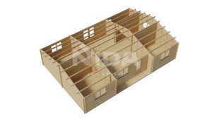 Forest Daybreak residential log home. NIDA LOG HOUSES